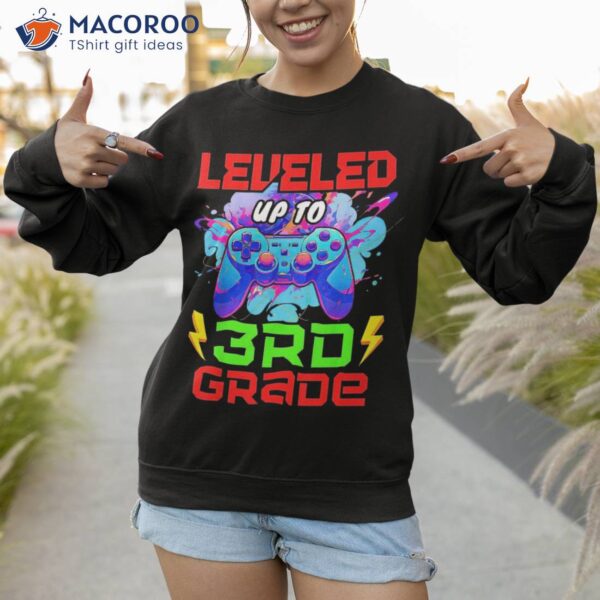 Leveled Up To 3rd Grade Video Game Lover Gamer Kids Boy Girl Shirt