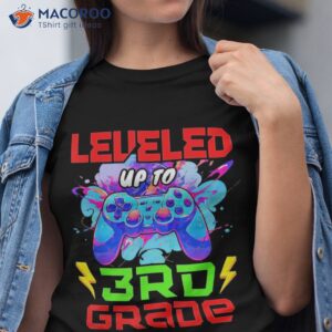 leveled up to 3rd grade video game lover gamer kids boy girl shirt tshirt