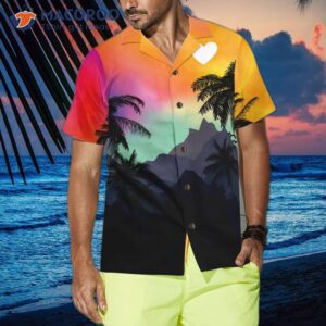 Lgbt Sunset With Heart Hawaiian Shirt