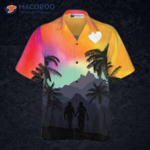 lgbt sunset with heart hawaiian shirt 3