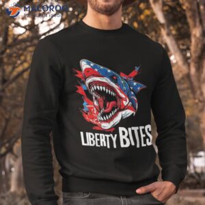 liberty bites usa 4th july american flag shark independence shirt sweatshirt