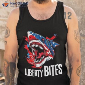 liberty bites usa 4th july american flag shark independence shirt tank top