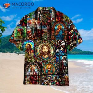 life of jesus stained glass hawaiian shirts 0