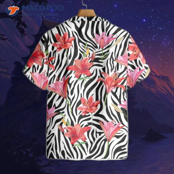 Lily Zebra Watercolor Painting Art Hawaiian Shirt