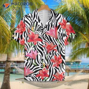 lily zebra watercolor painting art hawaiian shirt 2