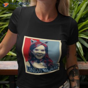 linda blair wearing cat ears shirt tshirt 3