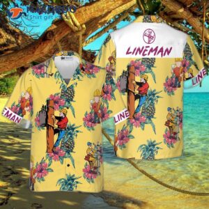 lineman pineapple seamless pattern hawaiian shirt 0