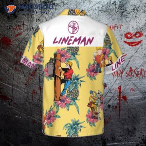 lineman pineapple seamless pattern hawaiian shirt 1