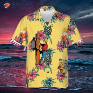 lineman pineapple seamless pattern hawaiian shirt 3