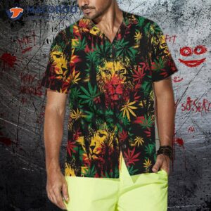 lion head with cannabis marijuana leaves hawaiian shirt button up shirt for and cool gift lover 3