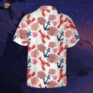 Lobster And Marine Pattern Hawaiian Shirt, Unique Print Shirt For Adults