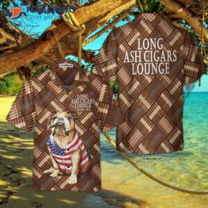 Long Ash Cigars Lounge, Cigar, And American Bulldog Hawaiian Shirt