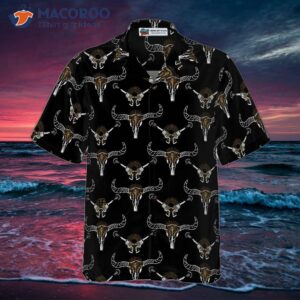 Long Horn Skull And Gun Hawaiian Shirt