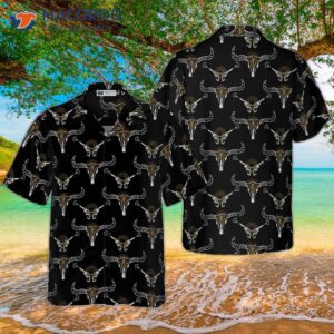 long horn skull and gun hawaiian shirt 2