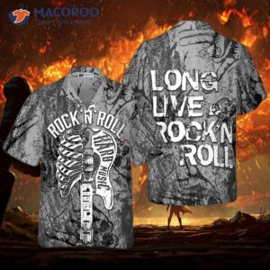 long live rock n roll guitar hawaiian shirt 2