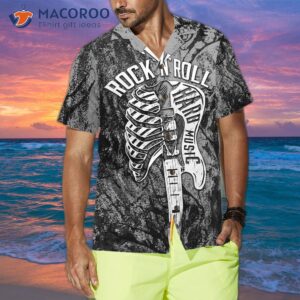 long live rock n roll guitar hawaiian shirt 3