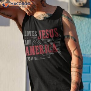 love jesus and america too funny flag shirt tank top 1