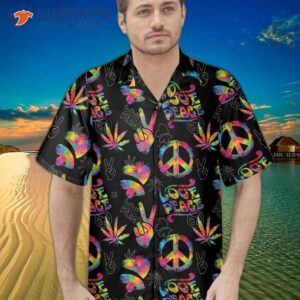 love peace hippie hawaiian shirt with rainbow symbols 4