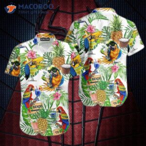 love tropical parrot pineapple and flowers hawaiian shirt 0