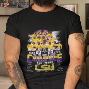 lsu tigers ncaa 2023 mens college world series champions signatures shirt tshirt