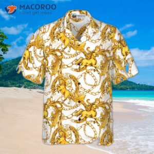 luxurious golden horse hawaiian shirt 3