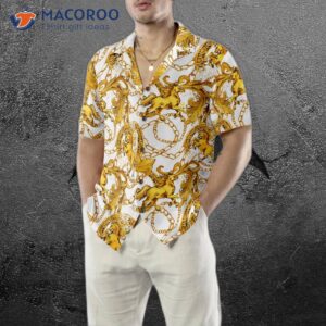 luxurious golden horse hawaiian shirt 4