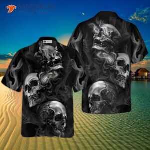 luxurious skull print hawaiian shirt 2