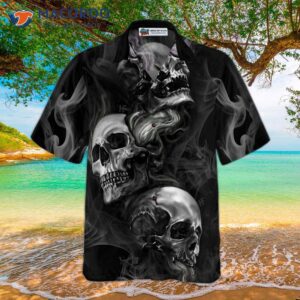 luxurious skull print hawaiian shirt 3