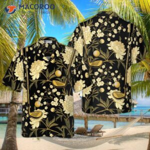 luxury black and gold floral golf club ball hawaiian shirt 2