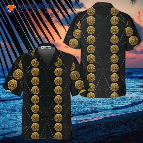 Luxury Golden Bitcoin Hawaiian Shirt, Unique Shirt For Dad