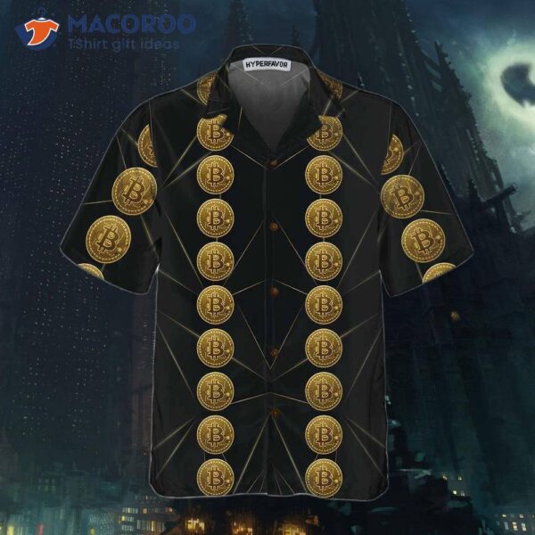 Luxury Golden Bitcoin Hawaiian Shirt, Unique Shirt For Dad