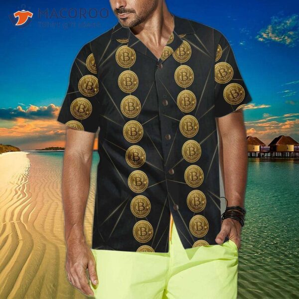 Luxury Golden Bitcoin Hawaiian Shirt, Unique Shirt For Dad