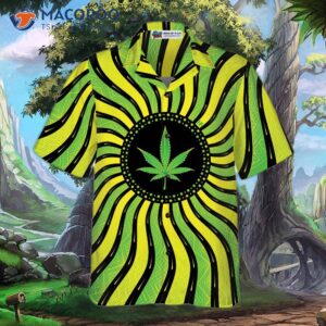 magic marijuana leaf with sacred geometry hawaiian shirt 2
