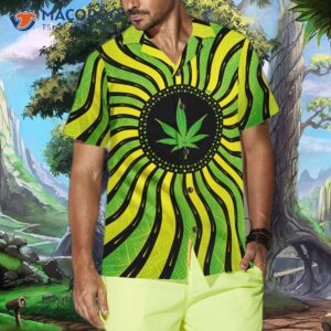 magic marijuana leaf with sacred geometry hawaiian shirt 3