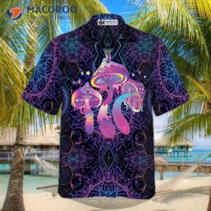 magic mushroom and sacred geometry hawaiian shirt 2