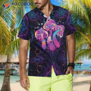 magic mushroom and sacred geometry hawaiian shirt 3