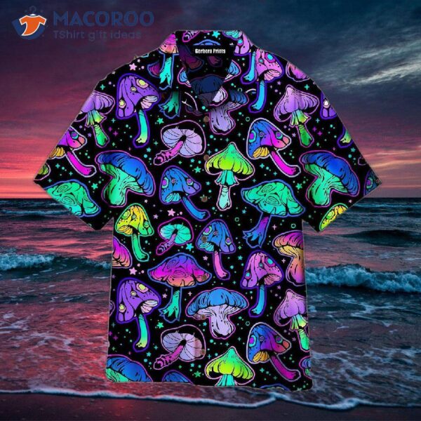 Magic Mushroom Neon Galaxy Colorful Hawaiian Shirt