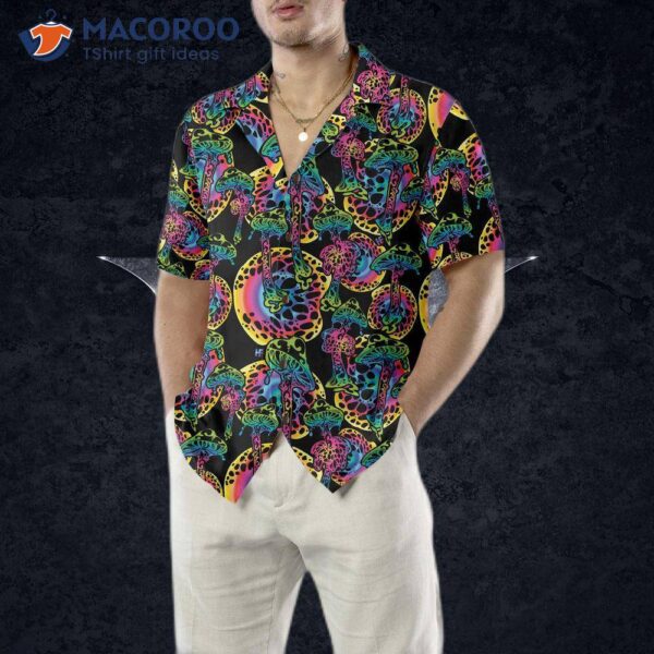 Magic Mushroom Seamless Pattern Hawaiian Shirt, Unique Print Shirt