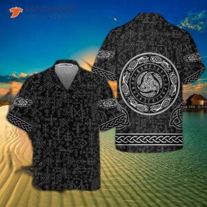 Magic Viking Symbol Hawaiian Shirt, Ethnic Norse Seamless Pattern Shirt