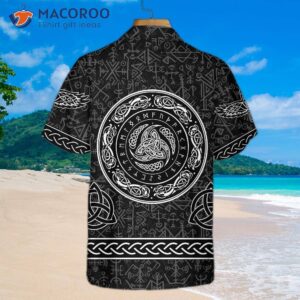 Magic Viking Symbol Hawaiian Shirt, Ethnic Norse Seamless Pattern Shirt