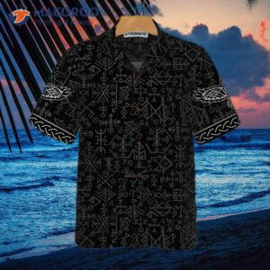 magic viking symbol hawaiian shirt ethnic norse seamless pattern shirt 2