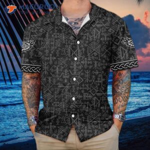 magic viking symbol hawaiian shirt ethnic norse seamless pattern shirt 3