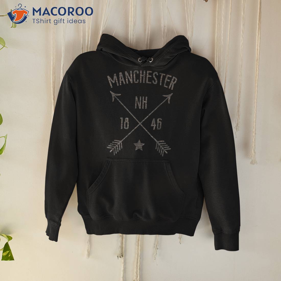 Manchester New Hampshire Distressed Boho Style Home City Shirt Hoodie