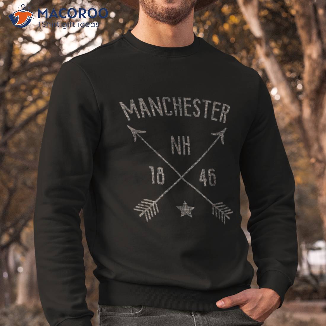 Manchester New Hampshire Distressed Boho Style Home City Shirt Sweatshirt