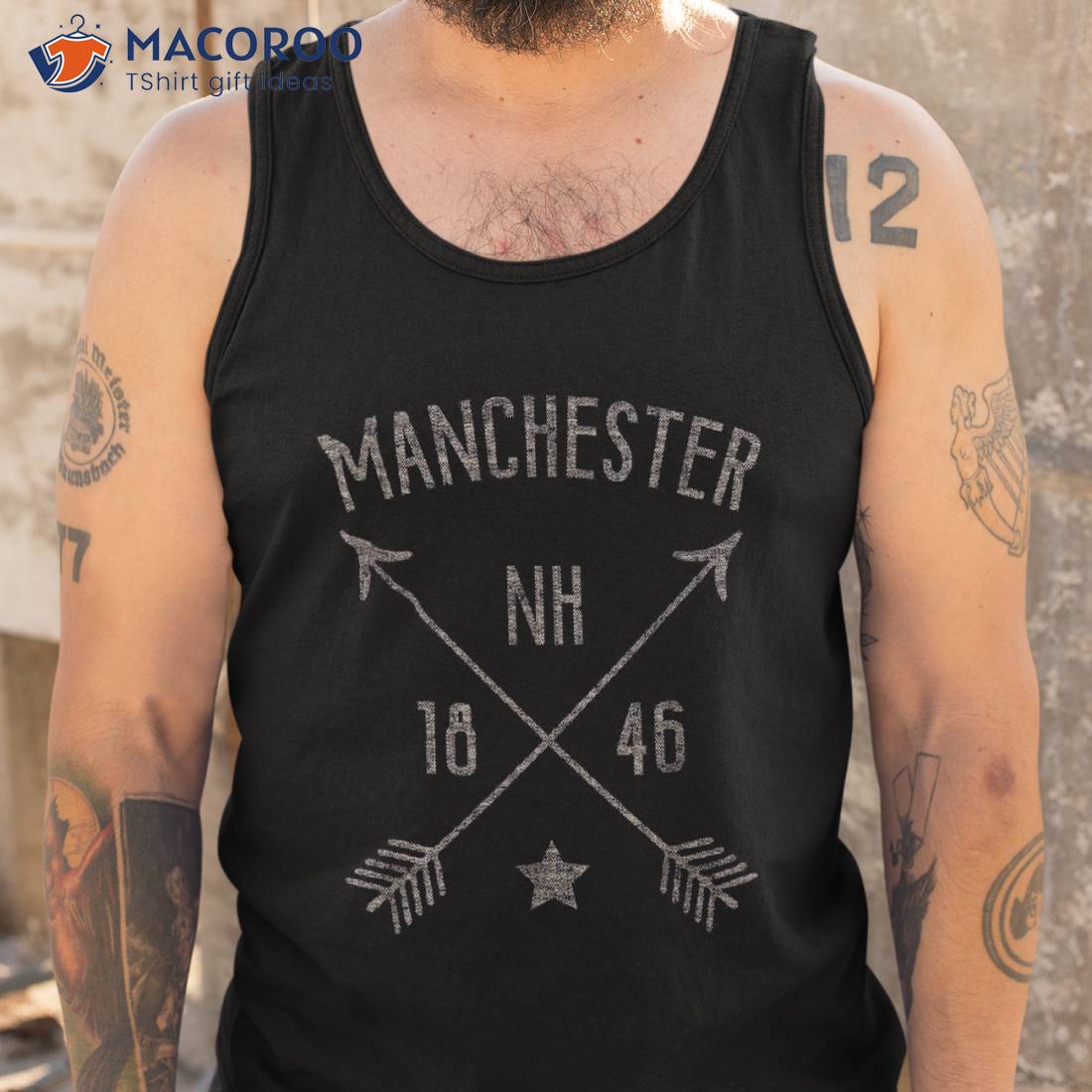 Manchester New Hampshire Distressed Boho Style Home City Shirt Tank Top