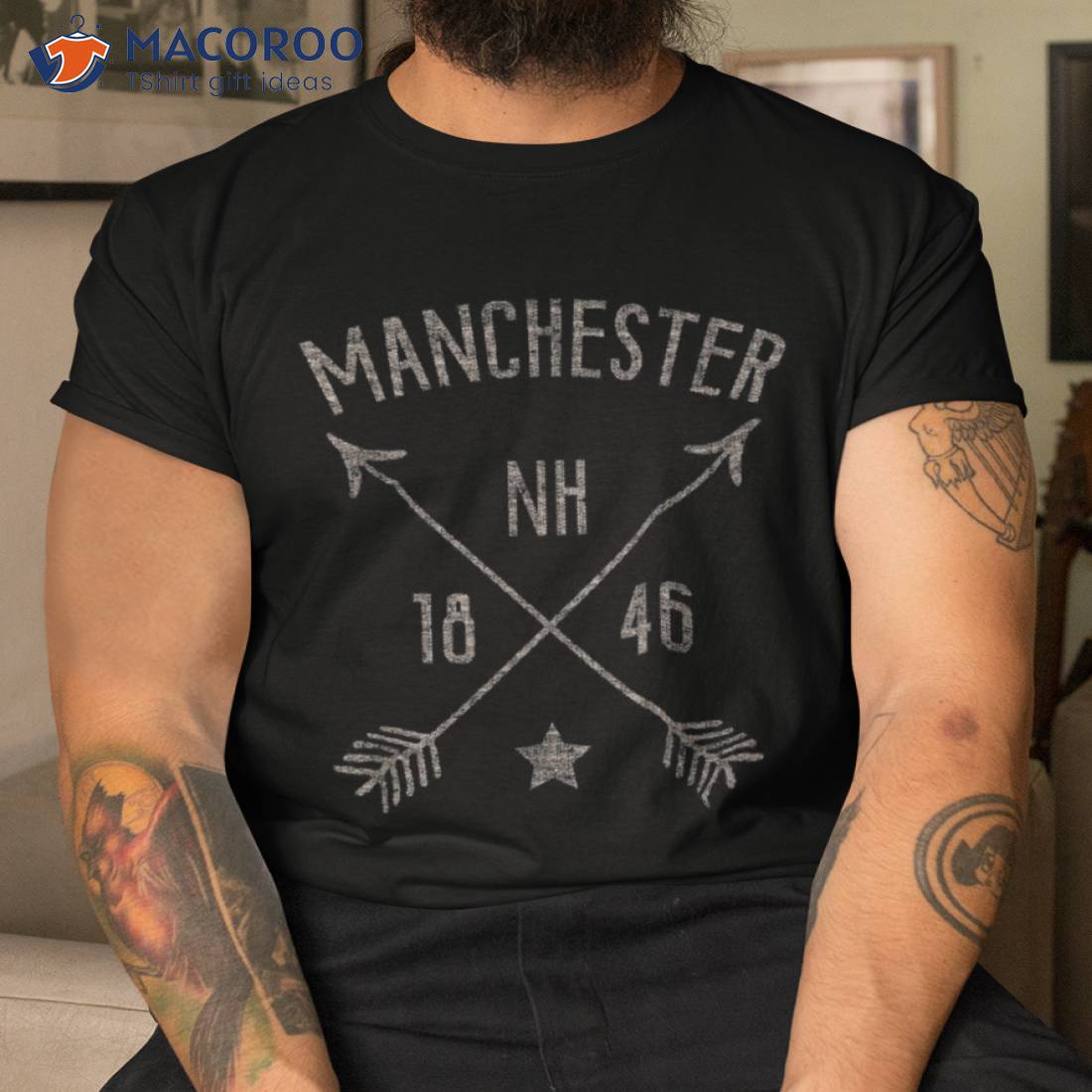 Manchester New Hampshire Distressed Boho Style Home City Shirt Tshirt