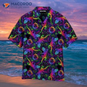 Mandalas Geckos Lizards With Boho Sun Tropical Colorful Hawaiian Shirts