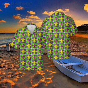 Mardi Gras-patterned Hawaiian Shirt