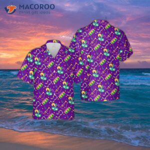Mardi Gras-patterned Hawaiian Shirt