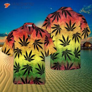 marijuana leaf rasta hawaiian shirt 0